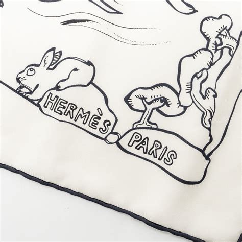 hermes mille et un lapins|Hermes 90CM silk scarf Mille Et Un Lapins white / black.